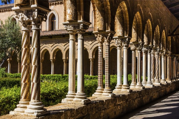 Cloister with 228 differently designed double columns, capitals with reliefs from the Bible or