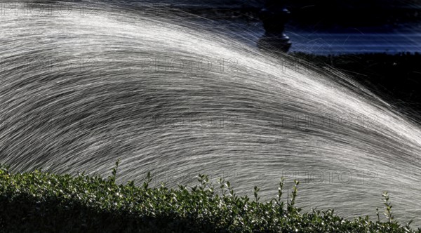 Lawn sprinkler, water, fresh water, symbolic picture, water, drops of water, rain, grass, drought,