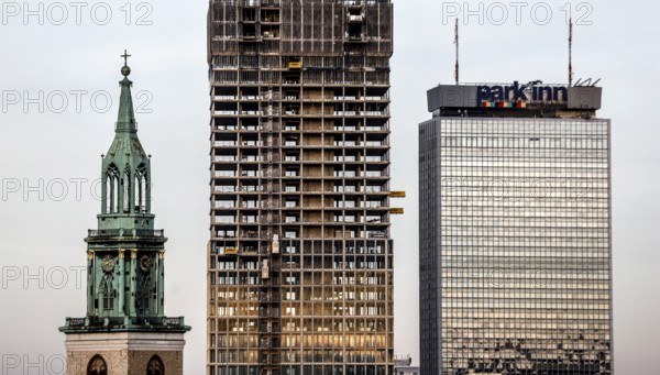 St. Mary's Church, The Berlinian skyscraper construction site, Hotel Park Inn am Alexanderplatz,