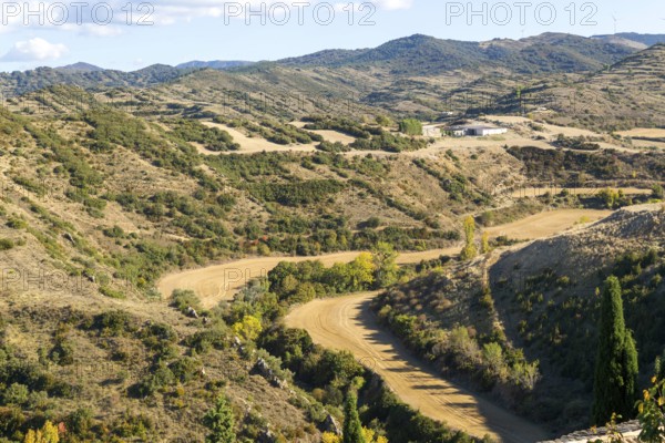 Countryside landscape view south east from Sos del Rey Catolico, Cinco Villas district, Zaragoza