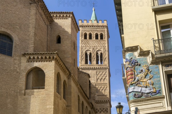 Mudejar architecture of Savior of Zaragoza, cathedral church building, also known as La Seo,