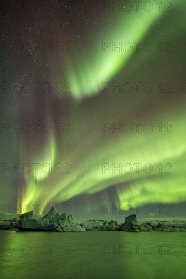Northern Lights, Aurora Borealis, Glacier Lagoon, Jökulsarlon, Iceland