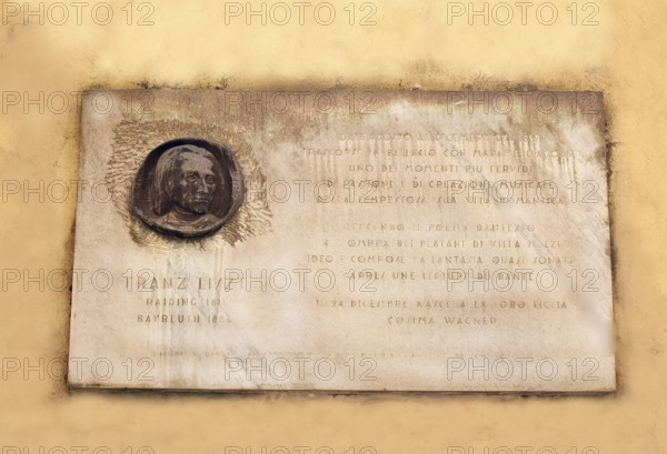 Franz Liszt memorial plaque, stay in Bellagio, picturesque small town with a view of the Alps, Lake