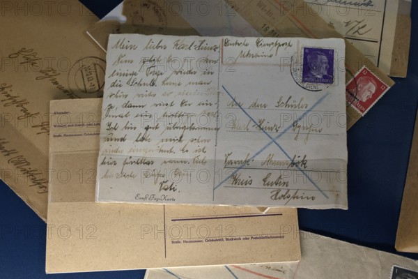 Postcard in the exhibition Destiny Herrenmensch in the former NS Ordensburg Vogelsang, interior