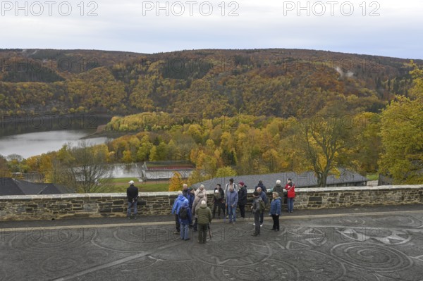 Group of visitors to the former NS Ordensburg Vogelsang, Eifel National Park, Schleiden-Gemünd,