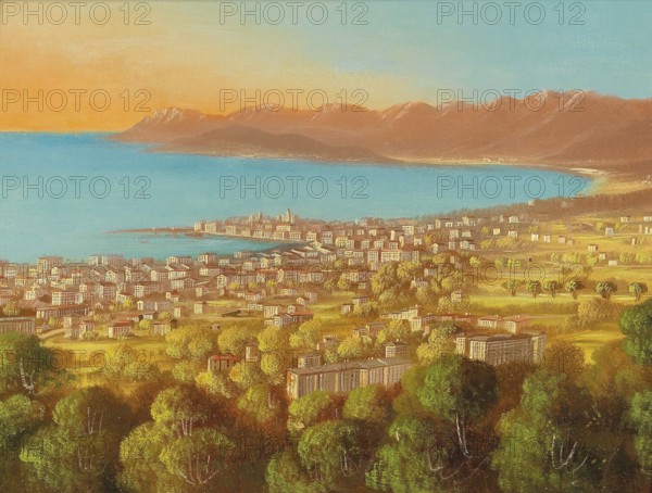 View of Cannes in southern France, France, based on a painting by Hubert Sattler (1817-1904),