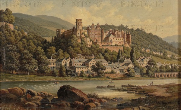 View of Heidelberg, Baden-Württemberg, Germany, based on a painting by Hubert Sattler (1817-1904),