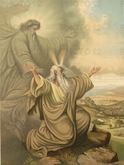 Biblical scene, Bible, The Lord shows Moses the Promised Land from Mount Nebo, which Moses himself