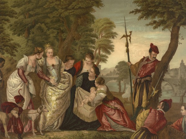 Biblical scene, Bible, The discovery of Moses, biblical story in which the Israelite boy Moses was