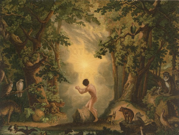 Biblical scene, Bible, The Creation of Adam, central scene from the Book of Genesis, in which God