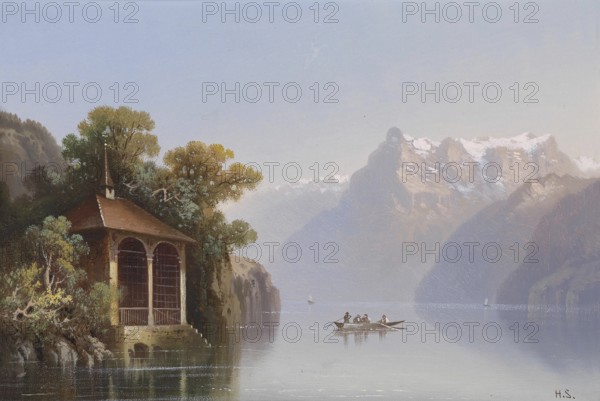 The Tell Chapel, Tell Chapel, on Lake Lucerne, Switzerland, based on a painting by Hubert Sattler