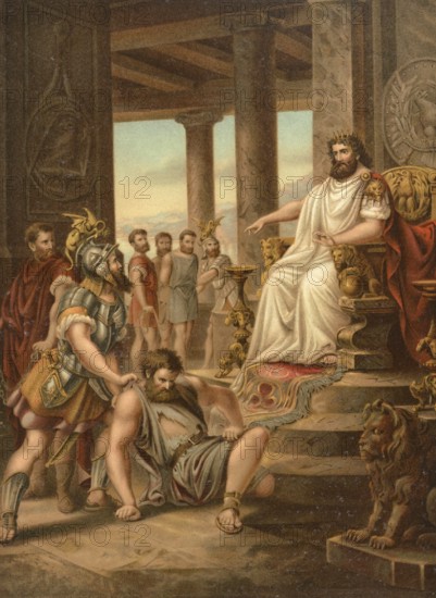 Biblical scene, Bible, The Unworthy Servant, illustration, reproduction from a 19th-century model.