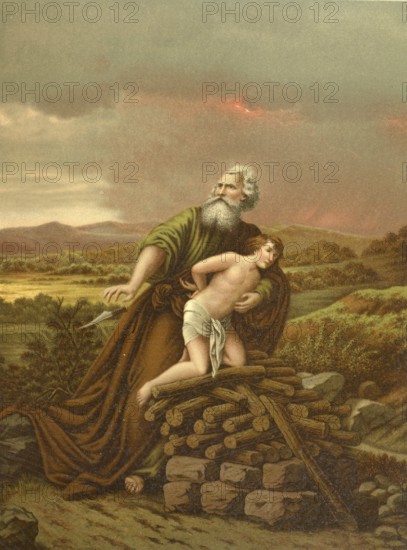 Biblical scene, Bible, Abraham's sacrifice, the test of his faith in which God commands him to