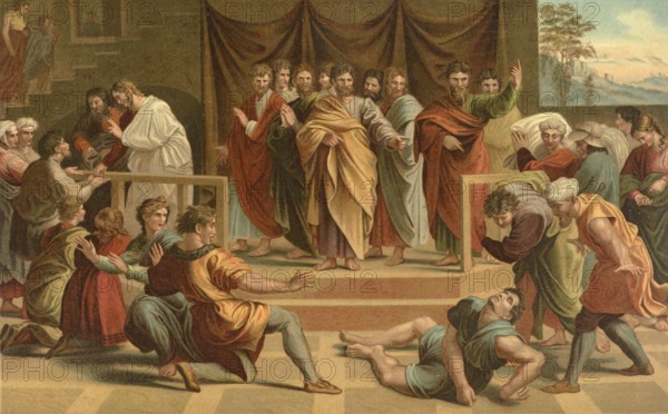 Biblical scene, Bible, The death of Ananias, Ananias is a New Testament person. The Acts of the