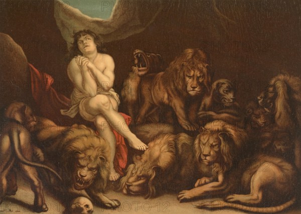 Biblical scene, Bible, Daniel in the lion's den, biblical story in which the prophet Daniel is