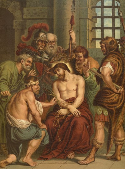 Biblical scene, Bible, the ridicule of Jesus in front of his crucifixion is detailed in the