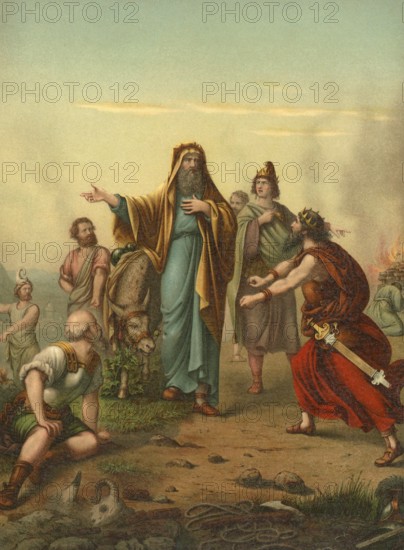 Biblical scene, Bible, Balak and Balaam, two biblical characters who appear in the story in the 4th