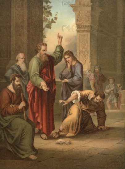 Biblical scene, Bible, Ananias and Sapphira were a couple from the early Christian community in