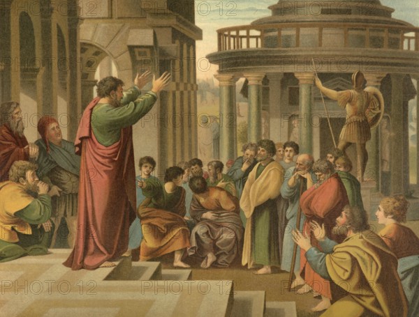 Biblical scene, Bible, Paul's sermon in Athens, also known as the Areopagus, took place on the
