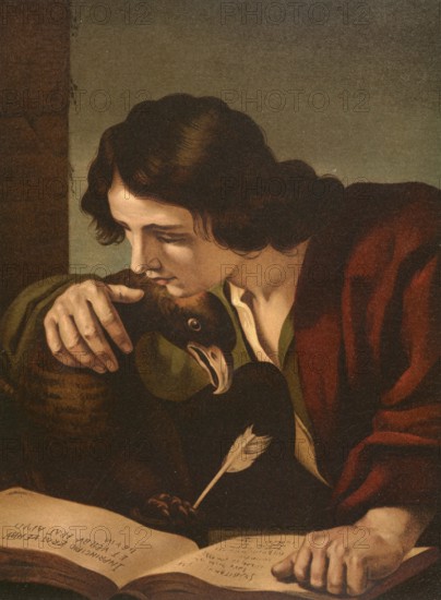 Biblical scene, Bible, John the Evangelist, one of the twelve apostles and is considered in the