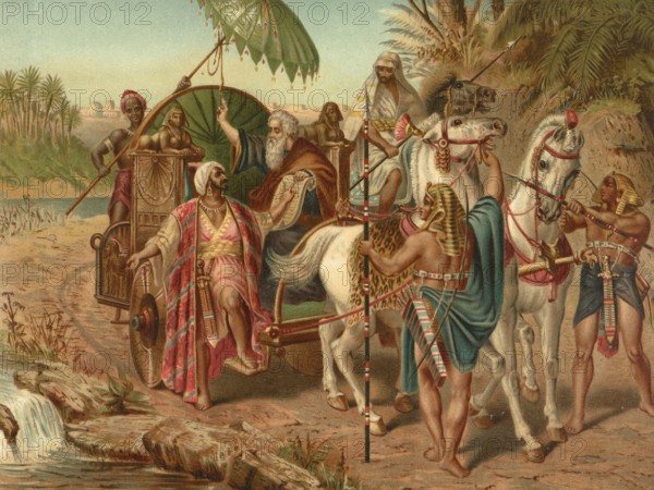 Biblical scene, Bible, Saint Philip baptizes the courtier, a biblical story from the Acts of the