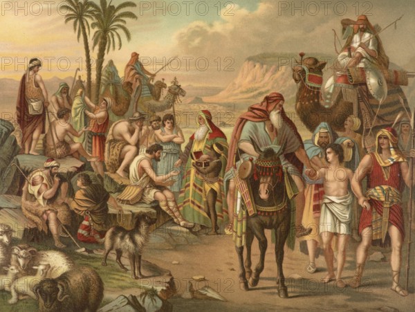 Biblical scene, Bible, Joseph is sold by his brothers. Out of jealousy of their favorite son