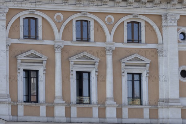 Windows of a building in the city of Rome, Italy