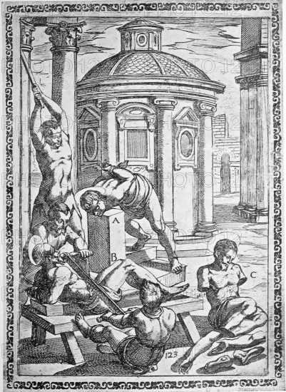 Torture, a. Killed with clubs or sticks, b. Sawed in half with an iron saw, c. hands and feet cut