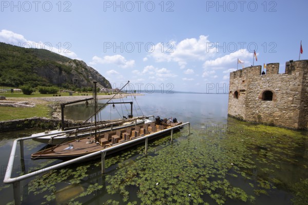 Boats in Golubac Fortress or Kolumbatz or Pigeon Town or Pigeon Castle on the Danube, Golubac,
