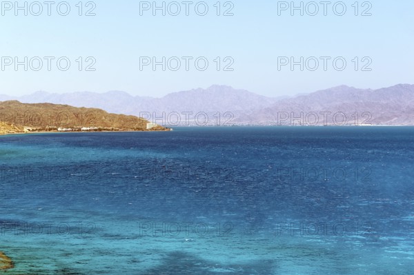 View of the Egyptian coast from the Sinai peninsula not far from the border with Israel across