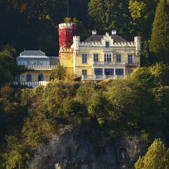 Marienfels Castle with Maria figure in a crevice, former residence of entertainer Thomas