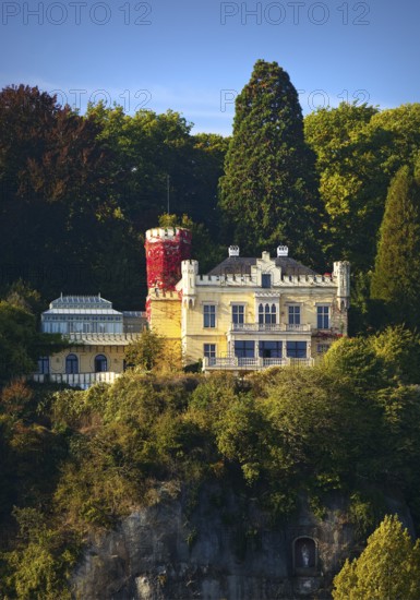 Marienfels Castle with Maria figure in a crevice, former residence of entertainer Thomas
