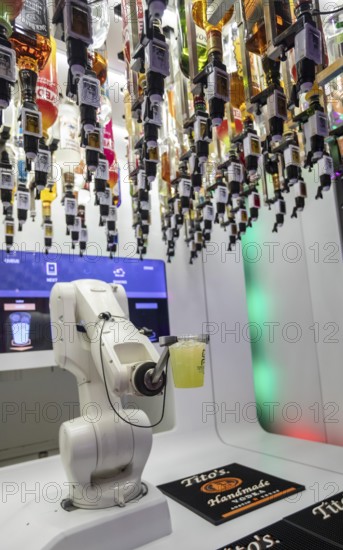 Las Vegas, Nevada - Robotic bartenders mix and serve drinks at the 'Tipsy Robot' in the Venetian