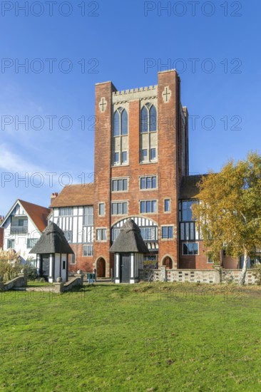 Gatehouse and water tank in planned holiday village of Thorpeness, Suffolk, England, UK built 1929