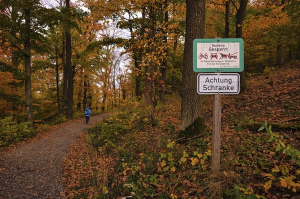 Sign, forest trail, closed to vehicles, hikers, Oberstenfeld, Bottwartal, Löwensteiner Berge,