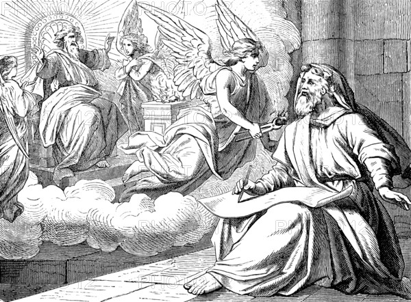 Isaiah's face of the glory of the Lord, There flew to me with glowing charcoal in his hand, The