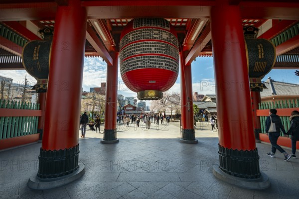Huge red lantern in the Hozomon treasure chamber gate of Asakusa Shrine or Senso-ji Temple,