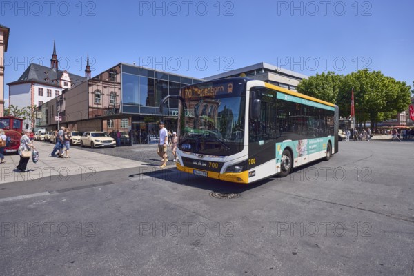 Commercial building, general architecture, modern building, perfumery, Douglas, public bus, bus