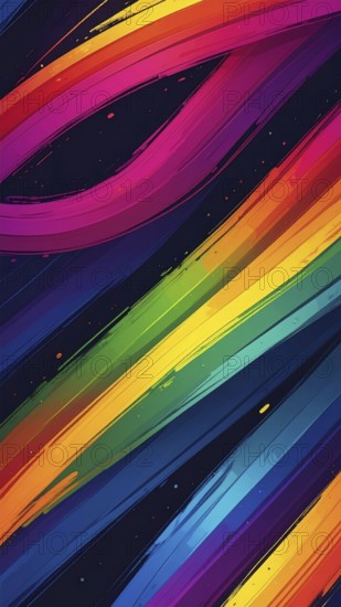 Abstract digital art featuring vibrant, intersecting neon lines creating a geometric pattern,