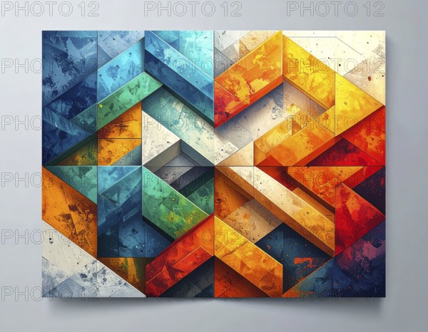Abstract modern template, geometric effect stylized as mosaic tile, vibrant colorful business