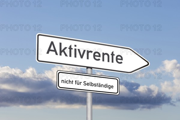 (Photo montage) Directional arrow with the inscription ACTIVE RENT, underneath a sign saying NOT