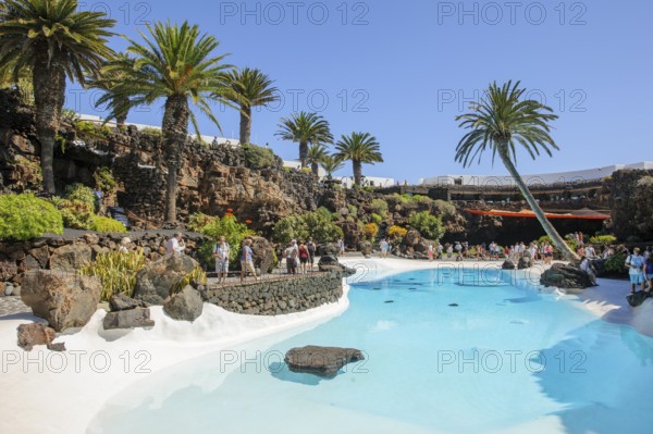 Pool designed by César Manrique Swimming pool at Jameos del Agua Cultural Center Tourist