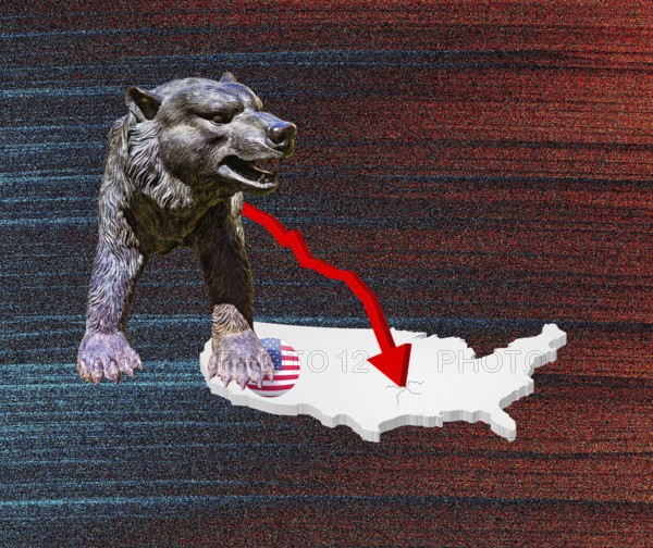 Symbolic picture, bear stands for stock market bear market, Wall Street and DAX crash, President