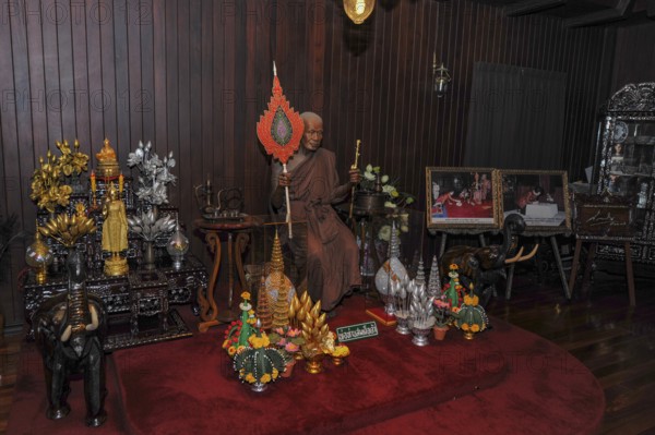 Wax figure of former temple leader of Wat Chalong Buddhist Monk Luang Pho Chaem, Wat Chalong