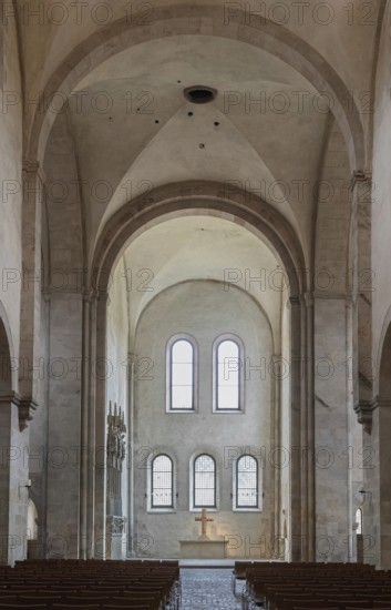Interior view of central nave, basilica, monastery church, founding year 1136, Eberbach Abbey,