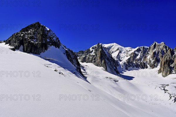 View of the mountains from the Télécabine Panorama Railway, La Tour Ronde, Mont Blanc, Mont Maudit,