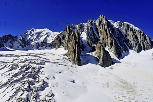 View of the mountains from the Télécabine Panorama Railway, Mont Blanc, Le Mont Blanc du Tacul, in