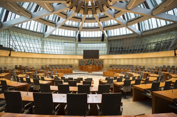Interior view, plenary hall, State Parliament of North Rhine-Westphalia, Düsseldorf, North