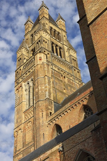 Historic St. Salvator Cathedral, Sint-Salvatorskathedraal, in the old town of Bruges, powerful