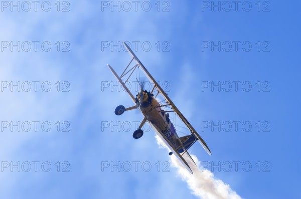 A Boeing PT-17 Stearman biplane, also Boeing Stearman Model 75, with the inscription 399 USNAVY